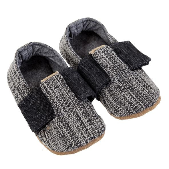 Handmade Boys T-Bar Baby Shoes - Charcoal Tweed (South Africa)
