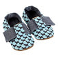 Handmade Boys T-Bar Baby Shoes - Teal and Navy Scottie (South Africa)