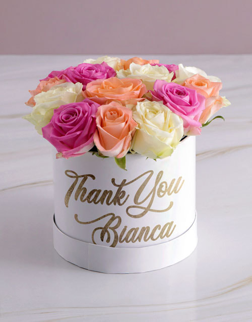 Thanking You Mixed Flowers Hat Box (South Africa)