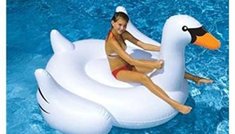 Swimline Large Jumbo Inflatable Giant Swan - Floatie Ride On Rideable Blow Up Summer Fun Pool Toy Lounger Floatie Raft for Kids & Adults - White, 75 Inches (South Africa)