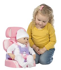 Cadson Car Seat and Booster with Seatbelt for Dolls and Stuffed Animals - Bring Your Favorite Friend for a Ride, Pretend Play Toy, Plush Travel, Pink, 13 Inches (South Africa)