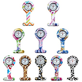 Lancardo Infection Control Hygienic Unisex Nurses Lapel Watch Silicone Designs(Pack of 10) (South Africa)