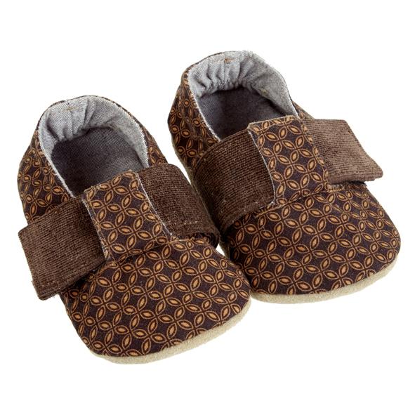 Handmade Boys T-Bar Baby Shoes - Chocolate and Caramel Criss Cross (South Africa)
