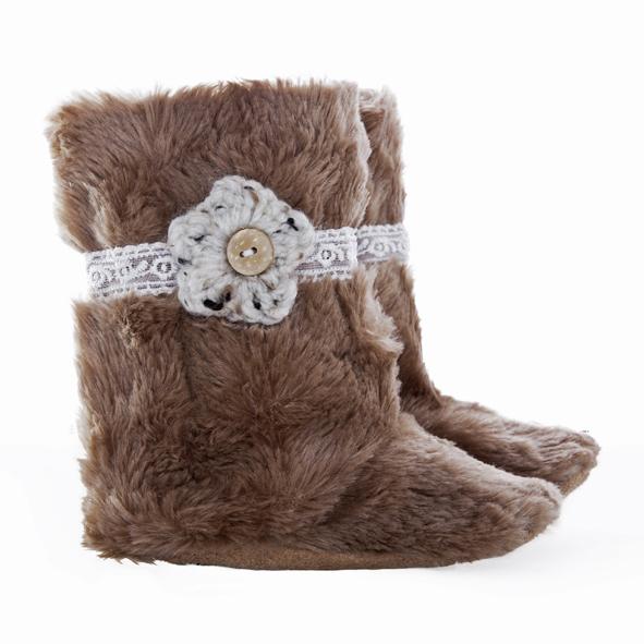 Handmade Girls Boots - Fawn Fur Lace and Flower (South Africa)